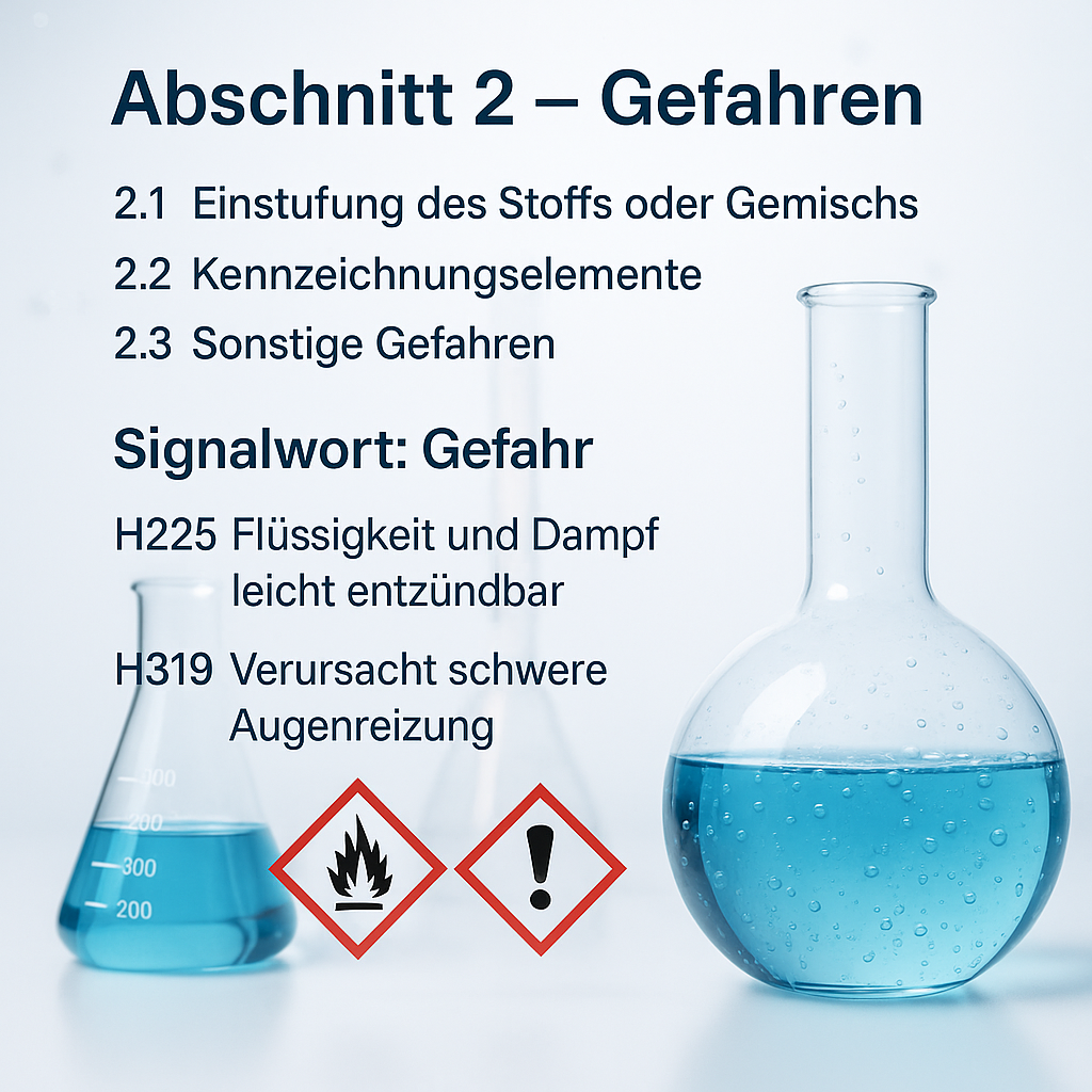 Abschnitt 2 im Sicherheitsdatenblatt: Gefahren, H-S&auml;tze, P-S&auml;tze & EUH-Hinweise zuverl&auml;ssig extrahieren